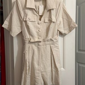 Fate Stylish Cream Button-Up Romper